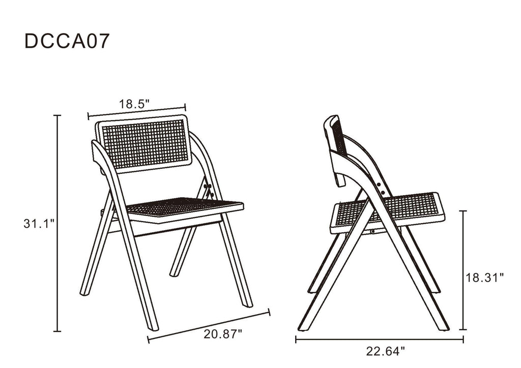 Lambinet Wood Folding Chair in Natural - Set of 2.