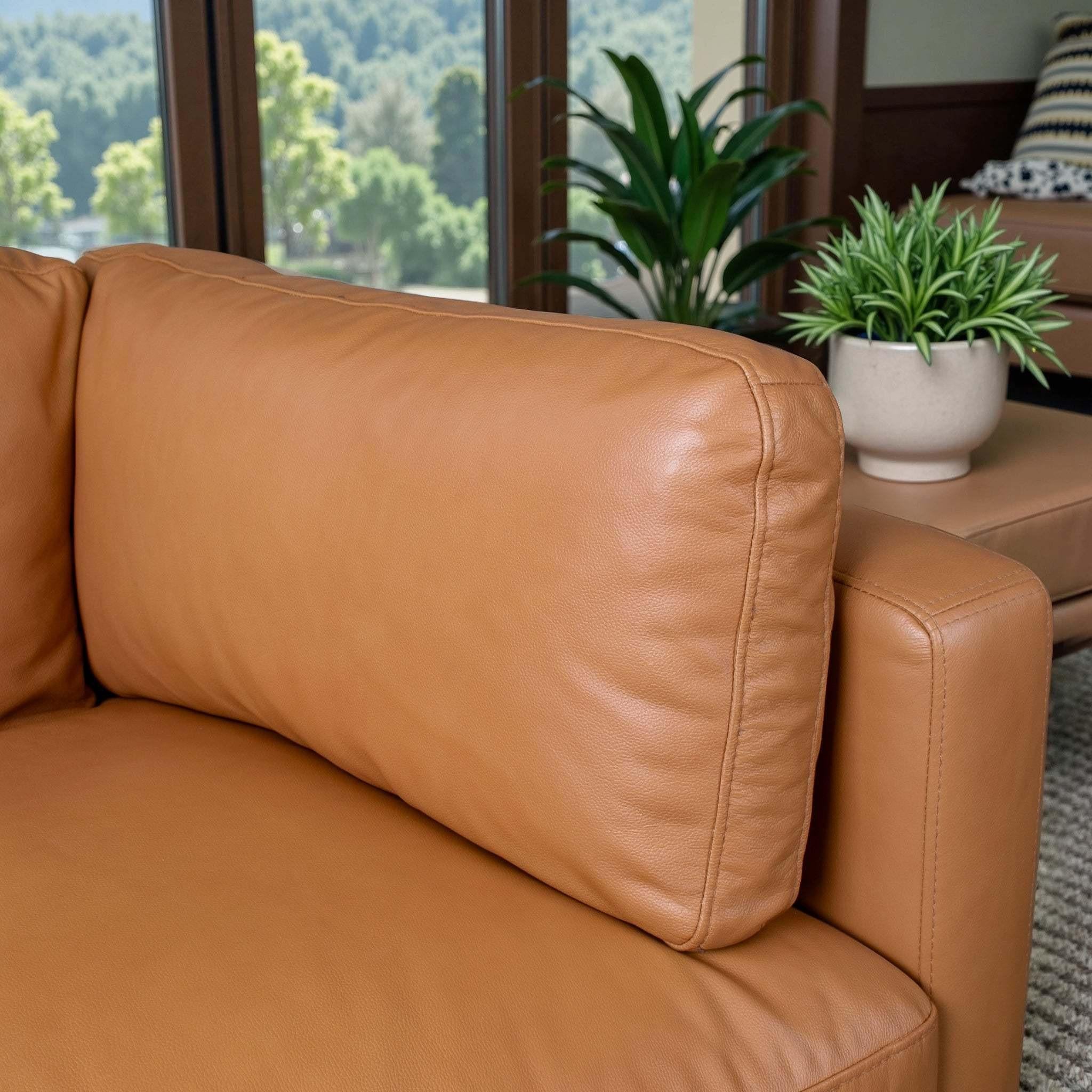 Bellrose Mid-Century Modern Leather Sofa.