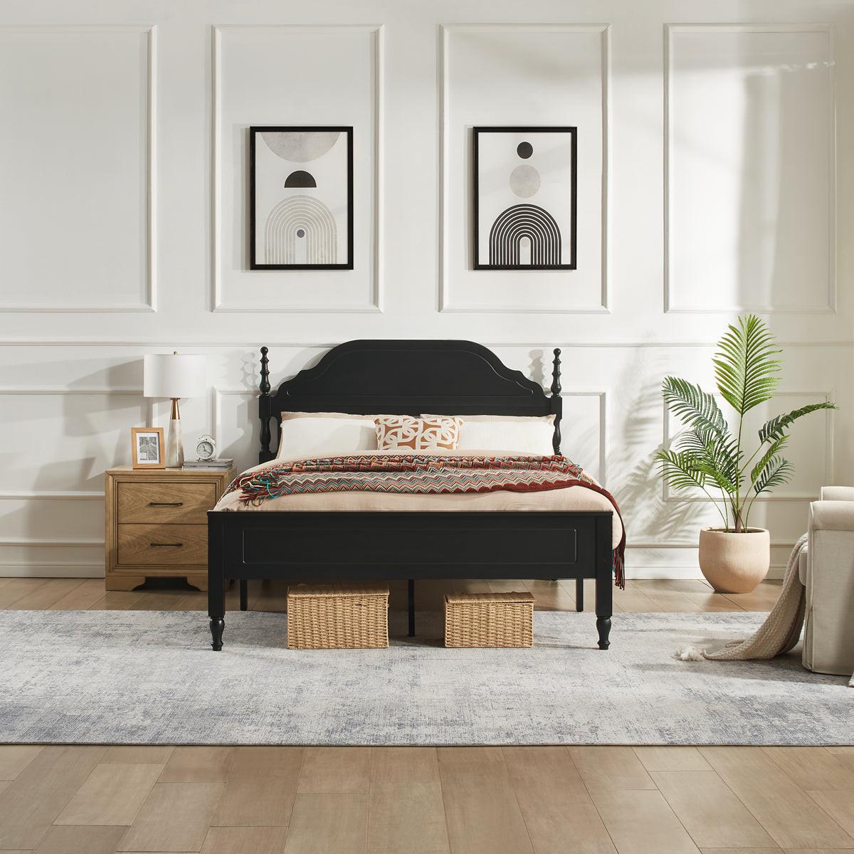 Queen Bed with Padded Headboard for Elegant Bedrooms.