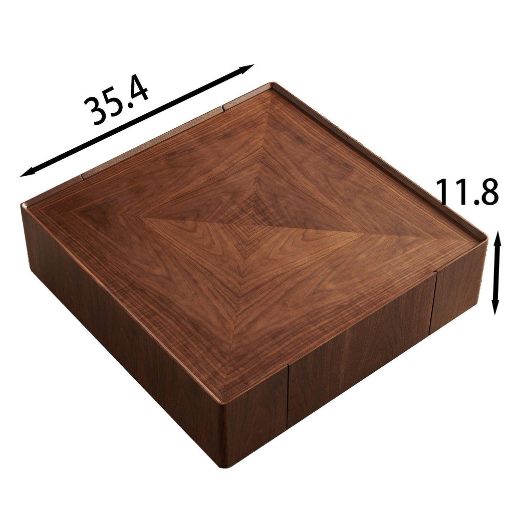 Square Walnut Coffee Table for Living Room.