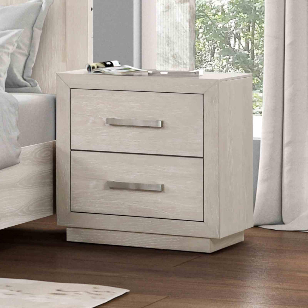 3pc King Size Bed Set with LED Nightstands - Light Grey.