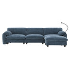Front view of 108-inch modular sectional sofa with chaise lounge and tech features, ideal for spacious living rooms.