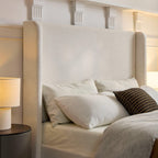 Carmen Upholstered Wingback Bed Frame - Full Size Easy Assembly.