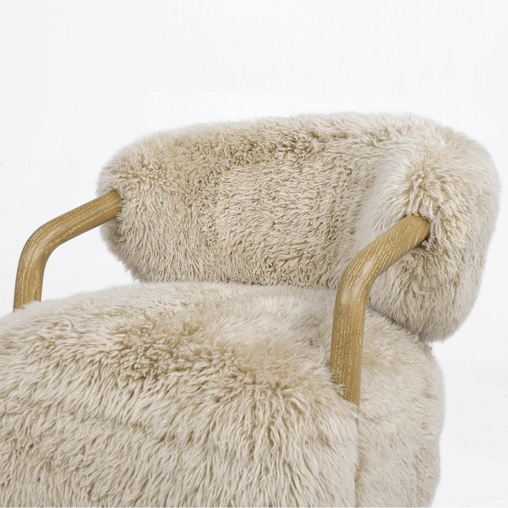 Becker 33' Sheepskin Accent Arm Chair in Taupe Beige.