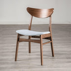 Mid-Century Modern Side Chair Set in Walnut and Light Gray.