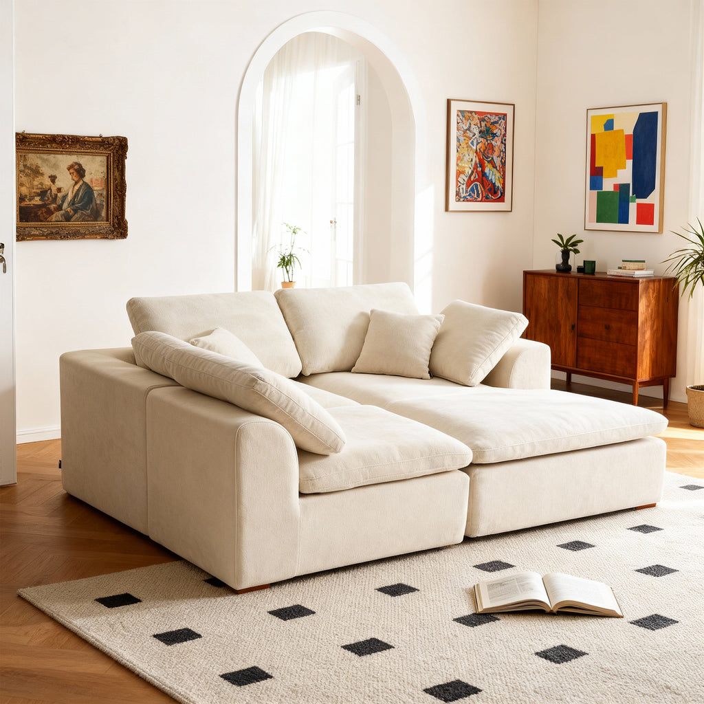 L-Shaped Sectional Sofa - Modern Style in a cozy layout with chaise lounge, perfect for relaxing in a modern living room.