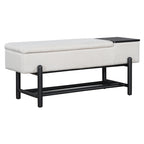 TREXM Farmhouse Upholstered Storage Bench with Hidden Compartment, Modern Entryway Bench for Living Room, Entryway, and Hallways (Black)