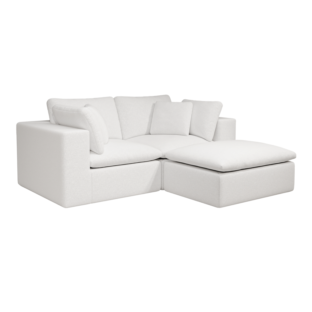 Modular Sectional Sofa - Plush Corduroy Fabric White.