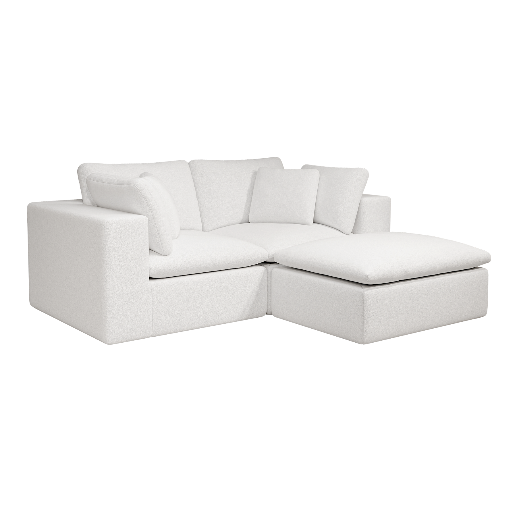 Modular Sectional Sofa - Plush Corduroy Fabric White.