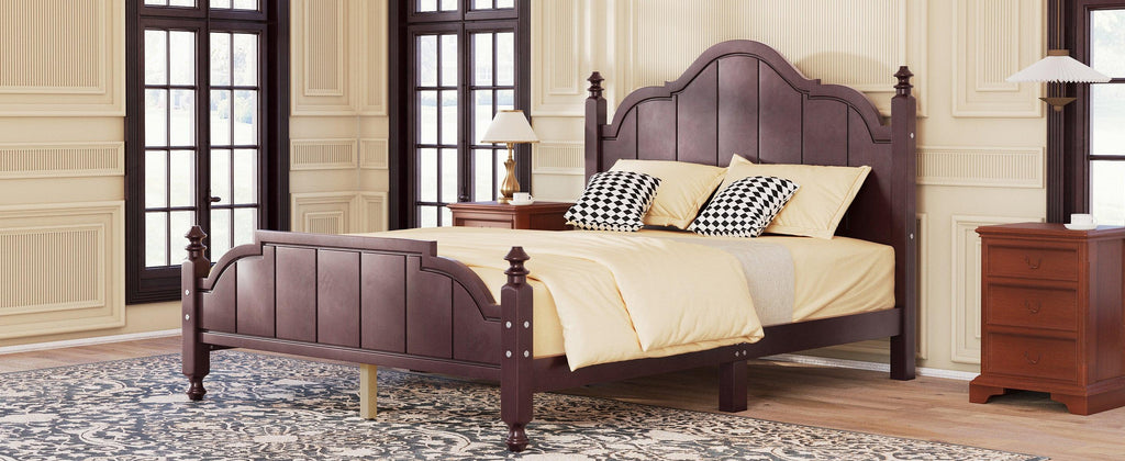 Full Size Wooden Bed Frame with Headboard, Easy Assembly.