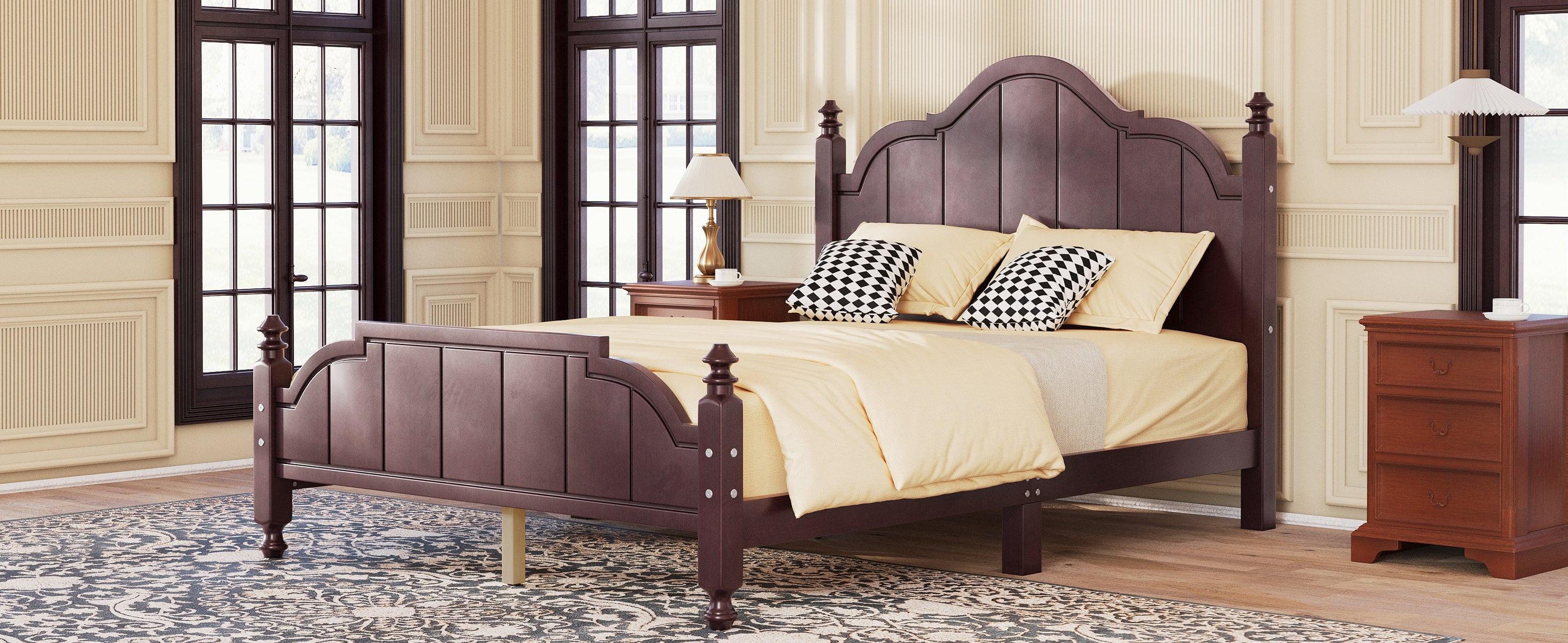 Full Size Wooden Bed Frame with Headboard, Easy Assembly.