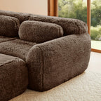 Side detail of Modular Sofa - Plush, No Assembly | 80'' Fabric, Anti-Slip showing armrest and cushion design with soft faux fur finish.