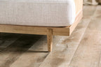 Mid-Century Modern Chair with Beige Fabric and Tapered Legs.