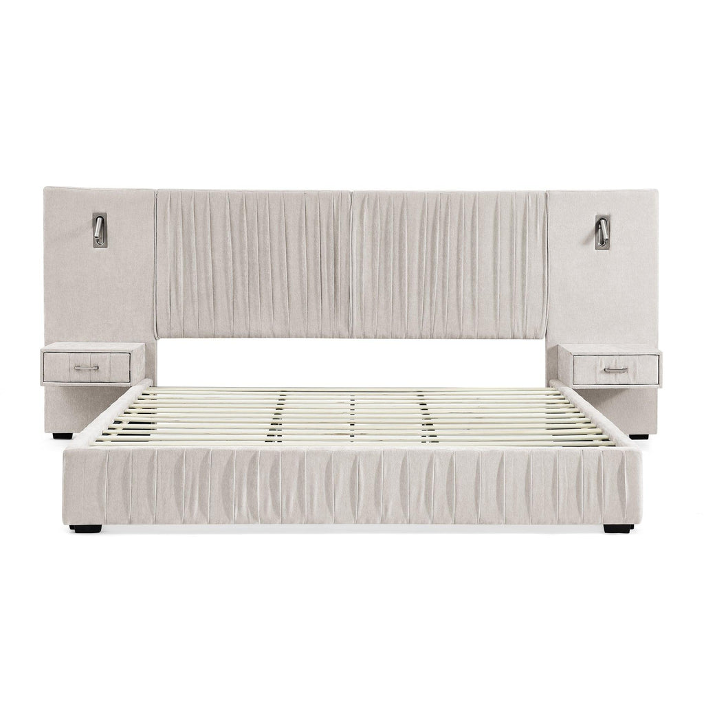 Elegant Queen Upholstered Bed Frame with Headboard.