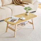 39 Inch Solid Wood Coffee Table with Double Layer Storage.