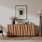60-Inch Walnut Mid-Century Sideboard Buffet with 3D Textured Doors