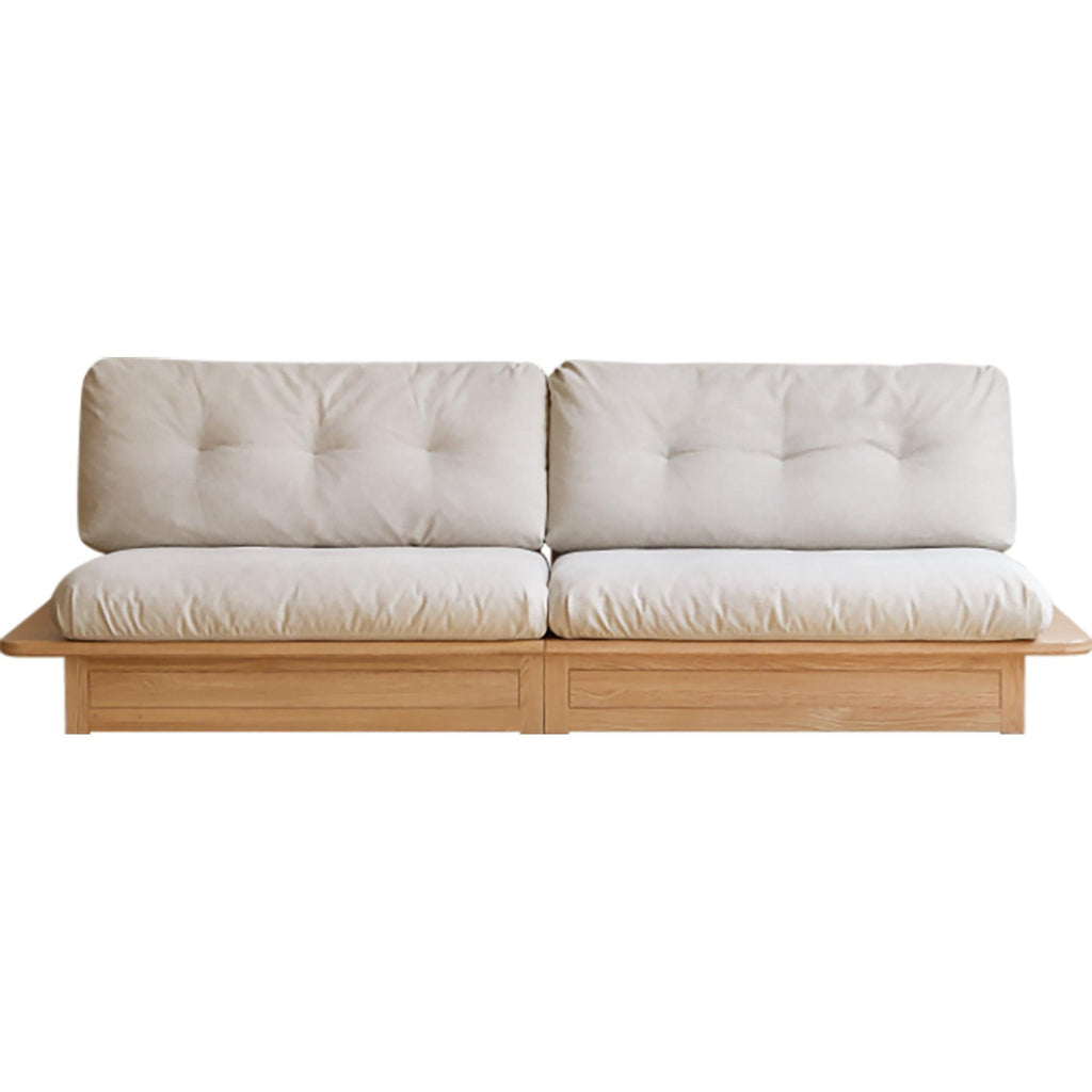 Elegant Solid Wood Sofa with Storage and Removable Cushions.