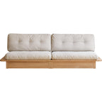 Elegant Solid Wood Sofa with Storage and Removable Cushions.