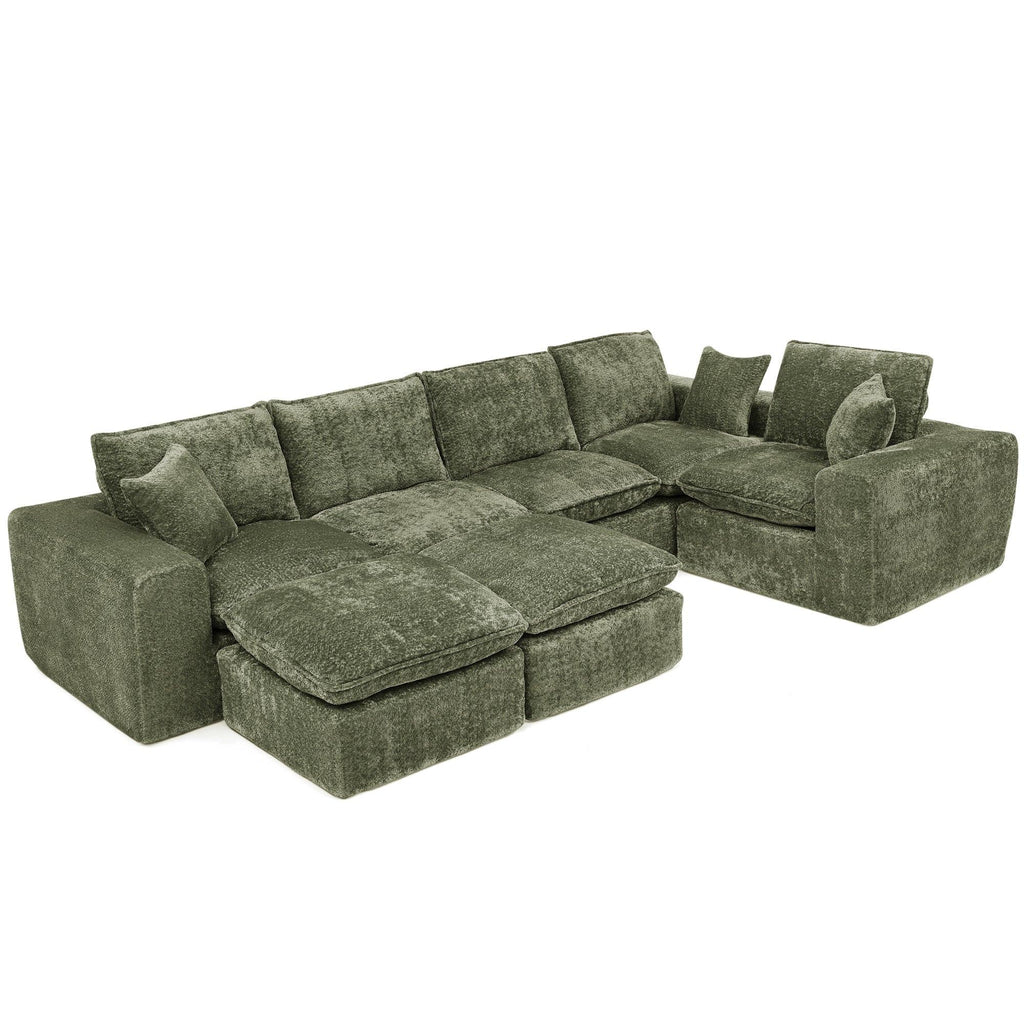 107'' Modern L-shaped Sectional Sofa with Ottomans.