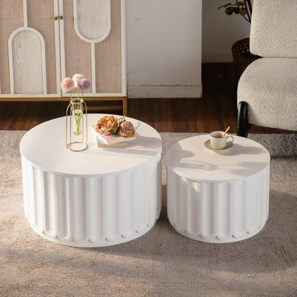 Round Storage Table Set for Elegant Living Rooms.