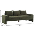 Algora 84.5 in. Modern Velvet Sofa - Moss Green.