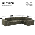 Detailed dimensions of the modular chenille sectional sofa, highlighting its 129.5-inch length and 89.5-inch depth for spacious seating.