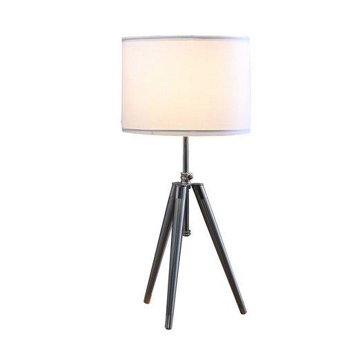 34.25" - 29.25" In Mid-Century Adjustable Tripod Chrome/Silver Metal Table Lamp - Groovy Boardz