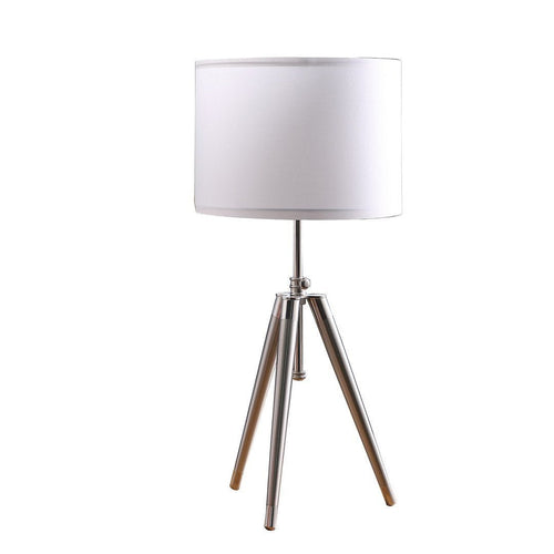 34.25" - 29.25" In Mid-Century Adjustable Tripod Chrome/Silver Metal Table Lamp - Groovy Boardz