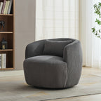 34.25 'Wide Upholstered Corduroy 360° Swivel Barrel Soft Accent Chair with Pillow, Circular Reading Armchair for Club, Living Room, Bedroom, Office, Lounge, Charcoal.
