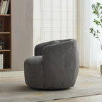 34.25 'Wide Upholstered Corduroy 360° Swivel Barrel Soft Accent Chair with Pillow, Circular Reading Armchair for Club, Living Room, Bedroom, Office, Lounge, Charcoal.