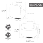 34.25 'Wide Upholstered Corduroy 360° Swivel Barrel Soft Accent Chair with Pillow, Circular Reading Armchair for Club, Living Room, Bedroom, Office, Lounge, Charcoal.