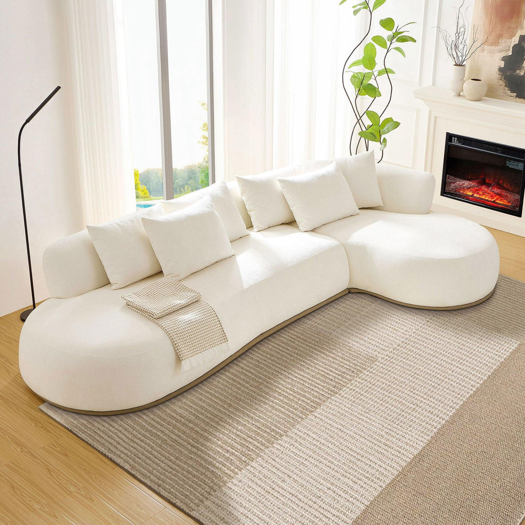 Oversized L-Shape Sectional Sofa with Right Chaise in Beige.