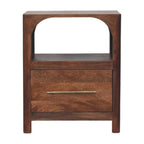 Solid Wood Arc-Line Bedside Table with Arch Design.
