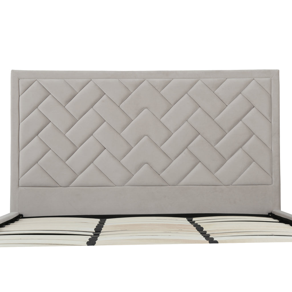 Crosby Upholstered Velvet King Bed in Greige