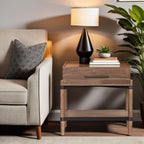 Walnut Finish Nightstand with Drawer and Shelf.
