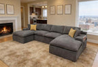 Coffee-Bean Like Upholstered Sectional Sofa for 4.