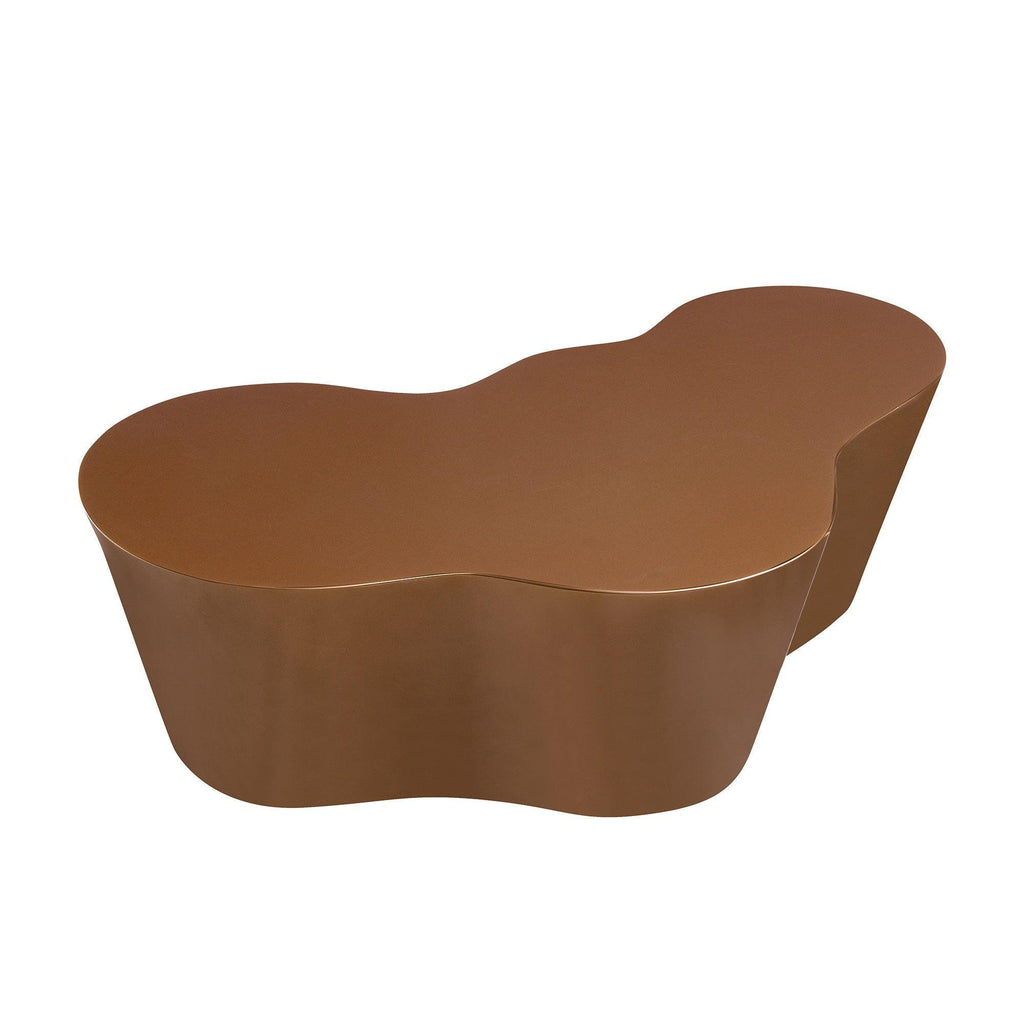 Brown Fiberglass Coffee Table - 50 Inch Unique Shape.