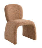 Modern fabric accent chair in brown boucle with curved arch legs and seamless design. Part of a set of 2 with 220lbs weight capacity.