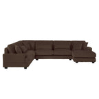 Modern Oversized U-shaped Sectional Sofa with Chaise Lounge, Brown Corduroy Upholstery, 129 inches