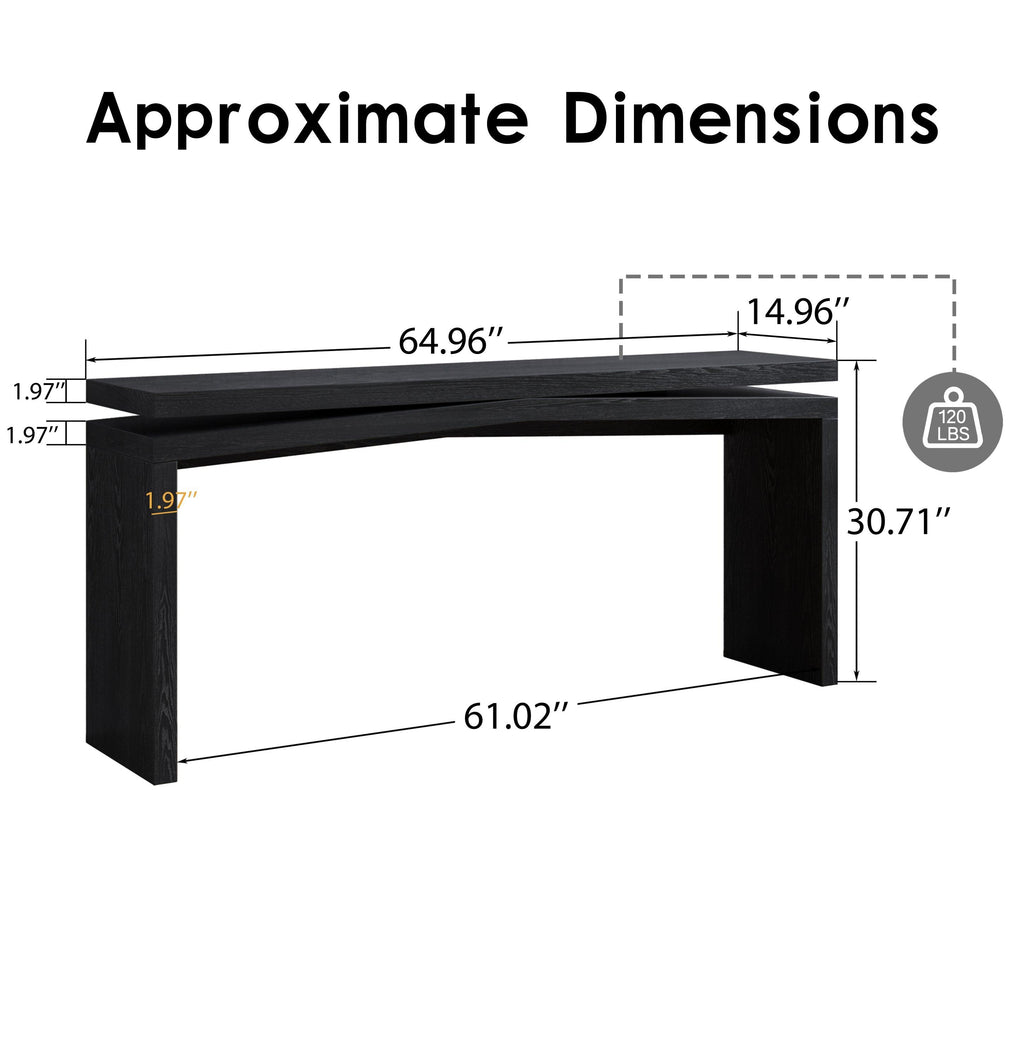 65-Inch Rustic Solid Wood Console Table for Entryways.