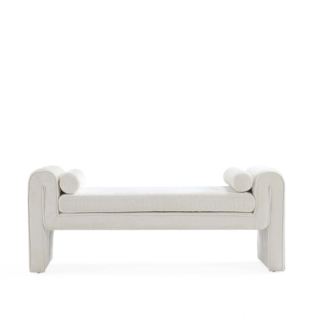 Concord Chenille Accent Bench in Ivory