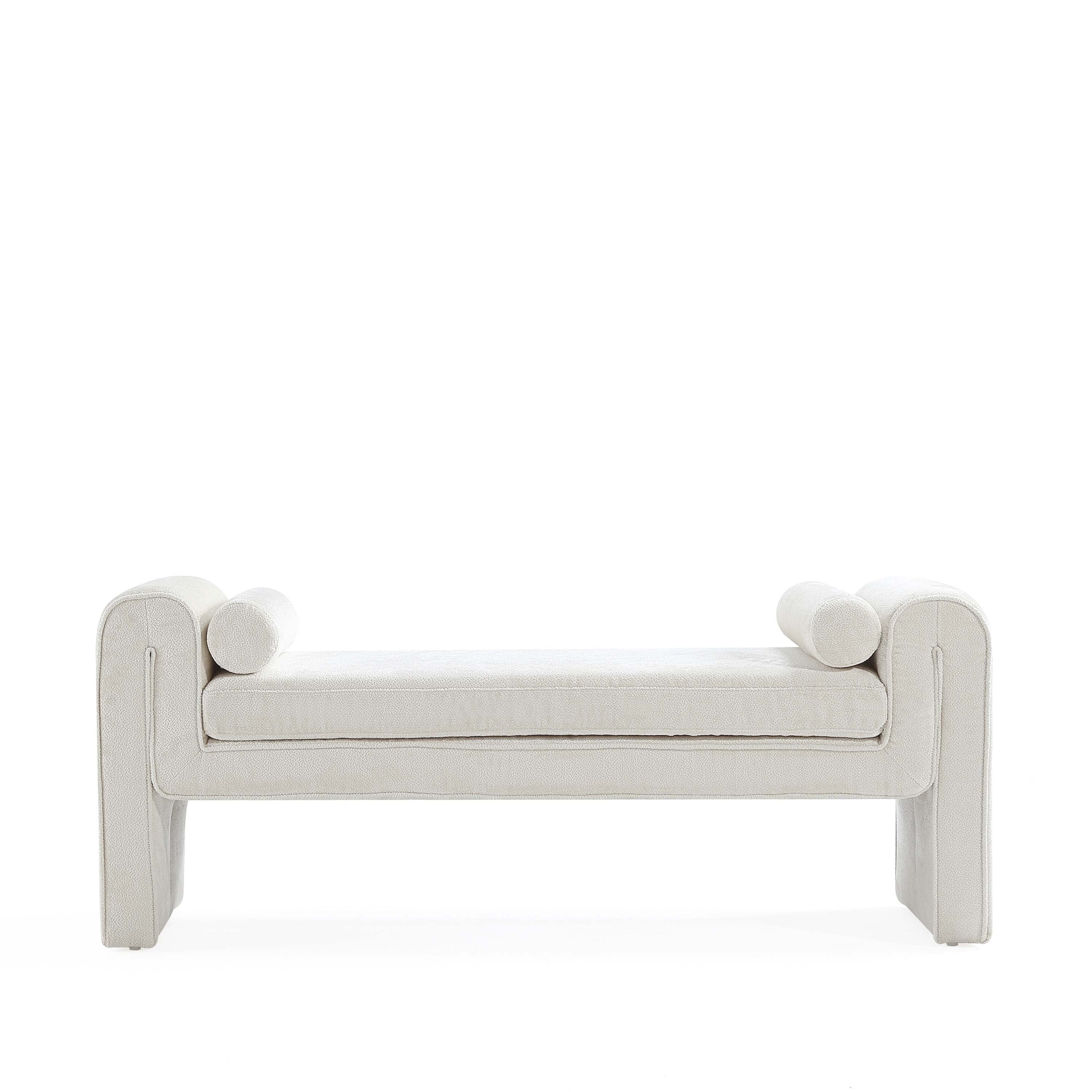 Concord Chenille Accent Bench in Ivory