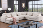 Beige Corduroy Corner Sofa with Left Chaise in a modern living room, featuring modular design and plush seating for 6 people.