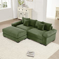 92-Inch Oversized Cloud Corduroy L-Shape Sectional Sofa in Green