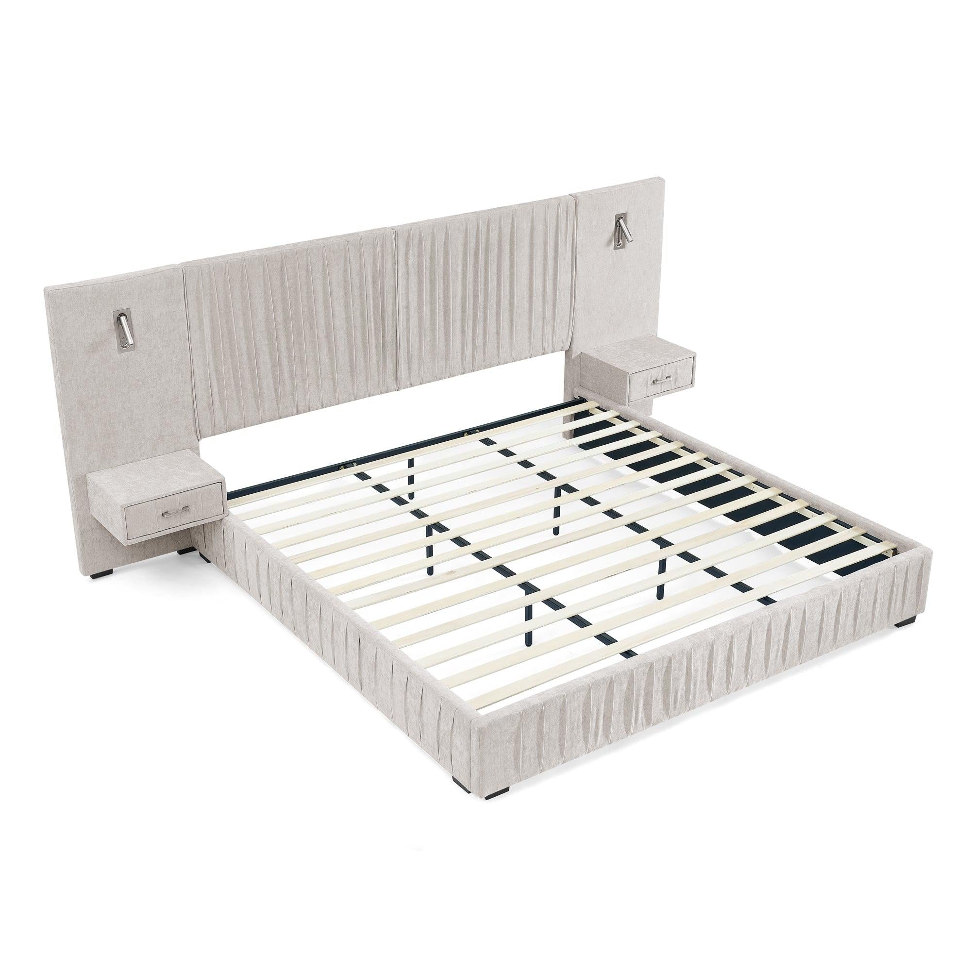 Elegant Queen Upholstered Bed Frame with Headboard.
