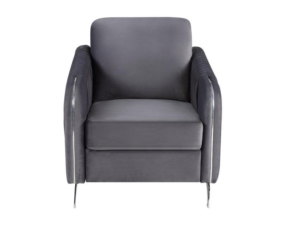 Hathaway 32' Gray Velvet Accent Armchair.