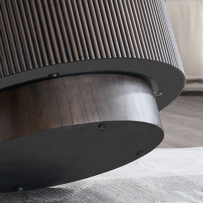 35.43 inch inch Modern Marble Pattern Coffee Table Round Coffee Table for Living Room,Small Table with Sturdy Pedestal,Dark Brown