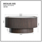 35.43 inch inch Modern Marble Pattern Coffee Table Round Coffee Table for Living Room,Small Table with Sturdy Pedestal,Dark Brown