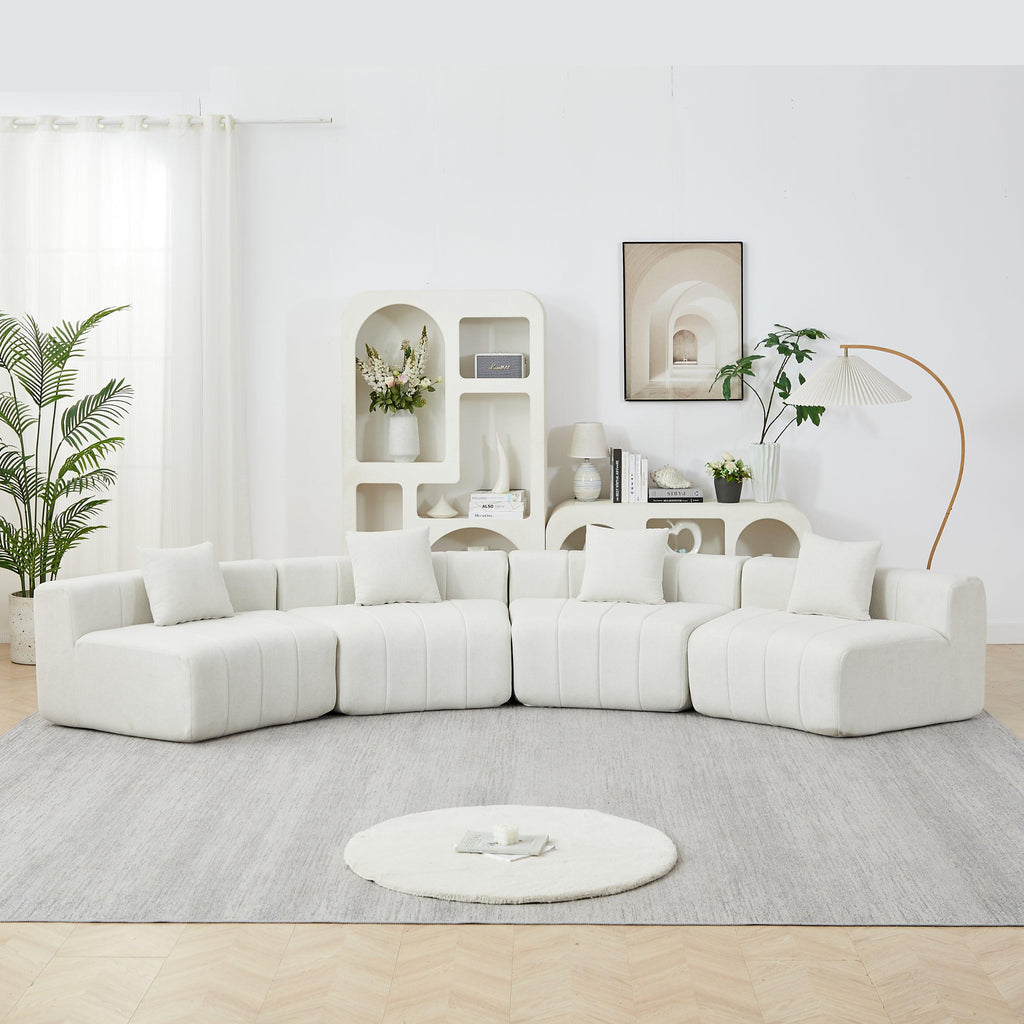 Chenille Curved Sectional Sofa - Versatile Comfort Design.