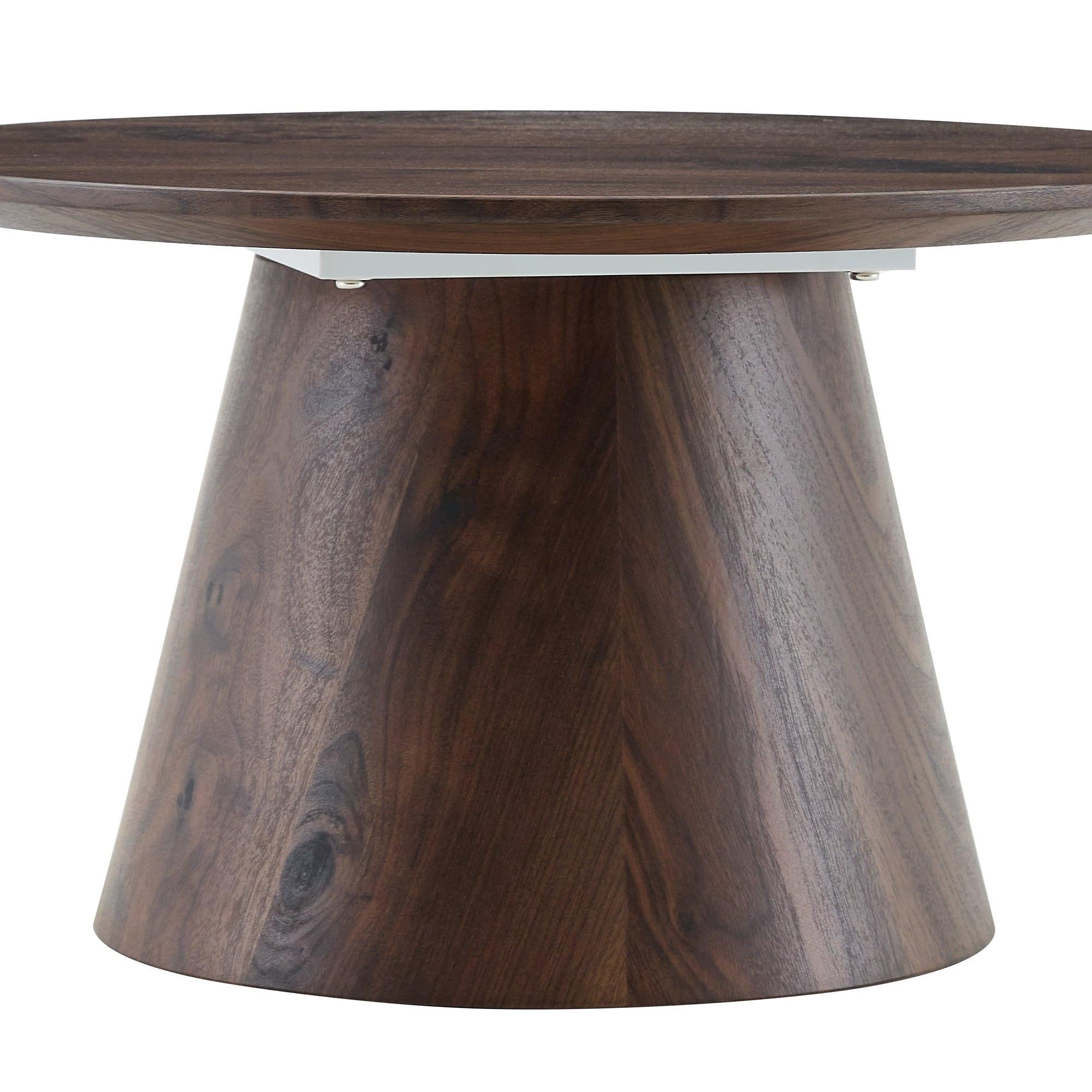 Walnut Wood Coffee Table with 23.6-Inch Diameter.